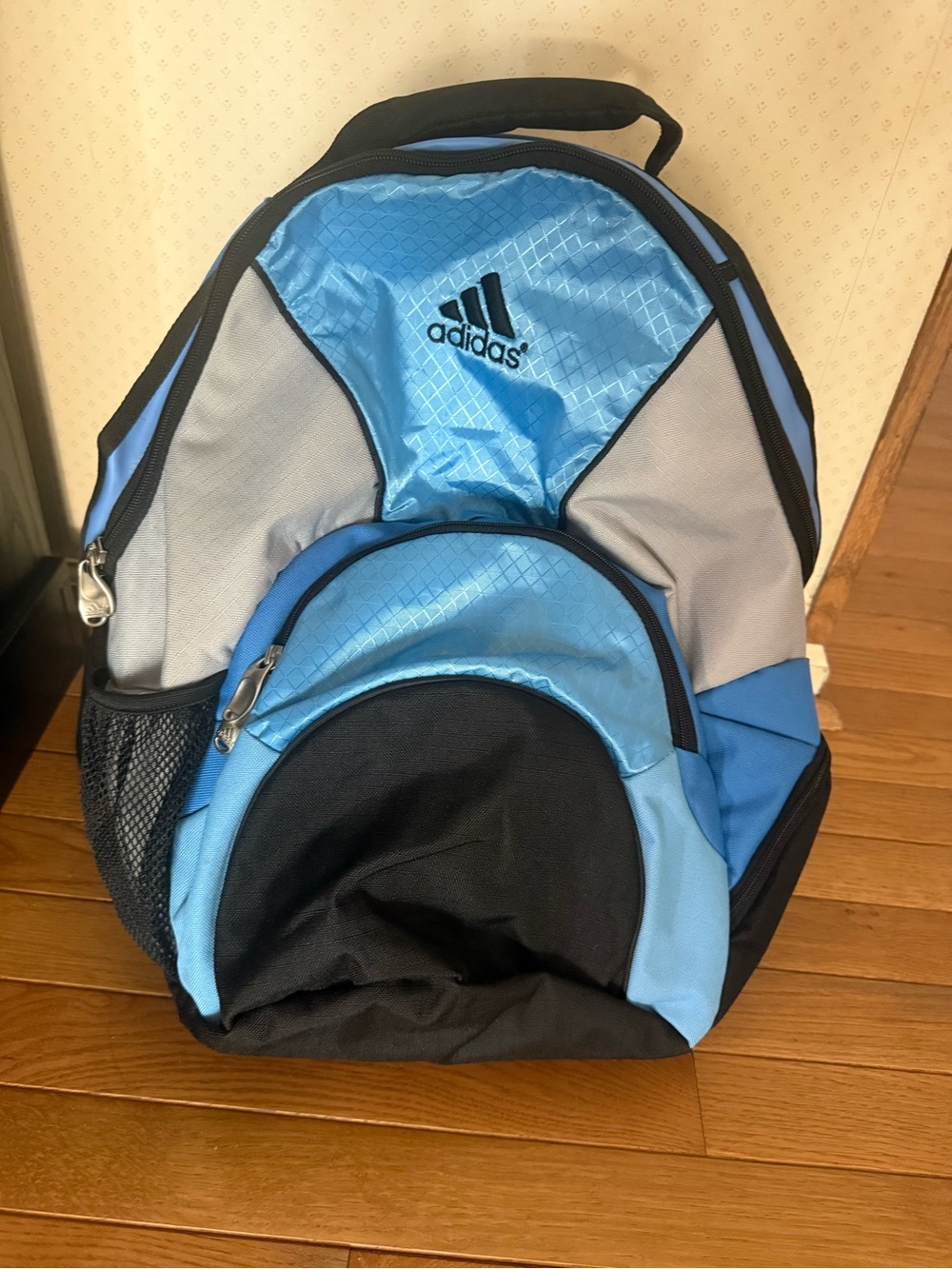 adidas Blue and Black Men's Backpack with Light Gray Accents